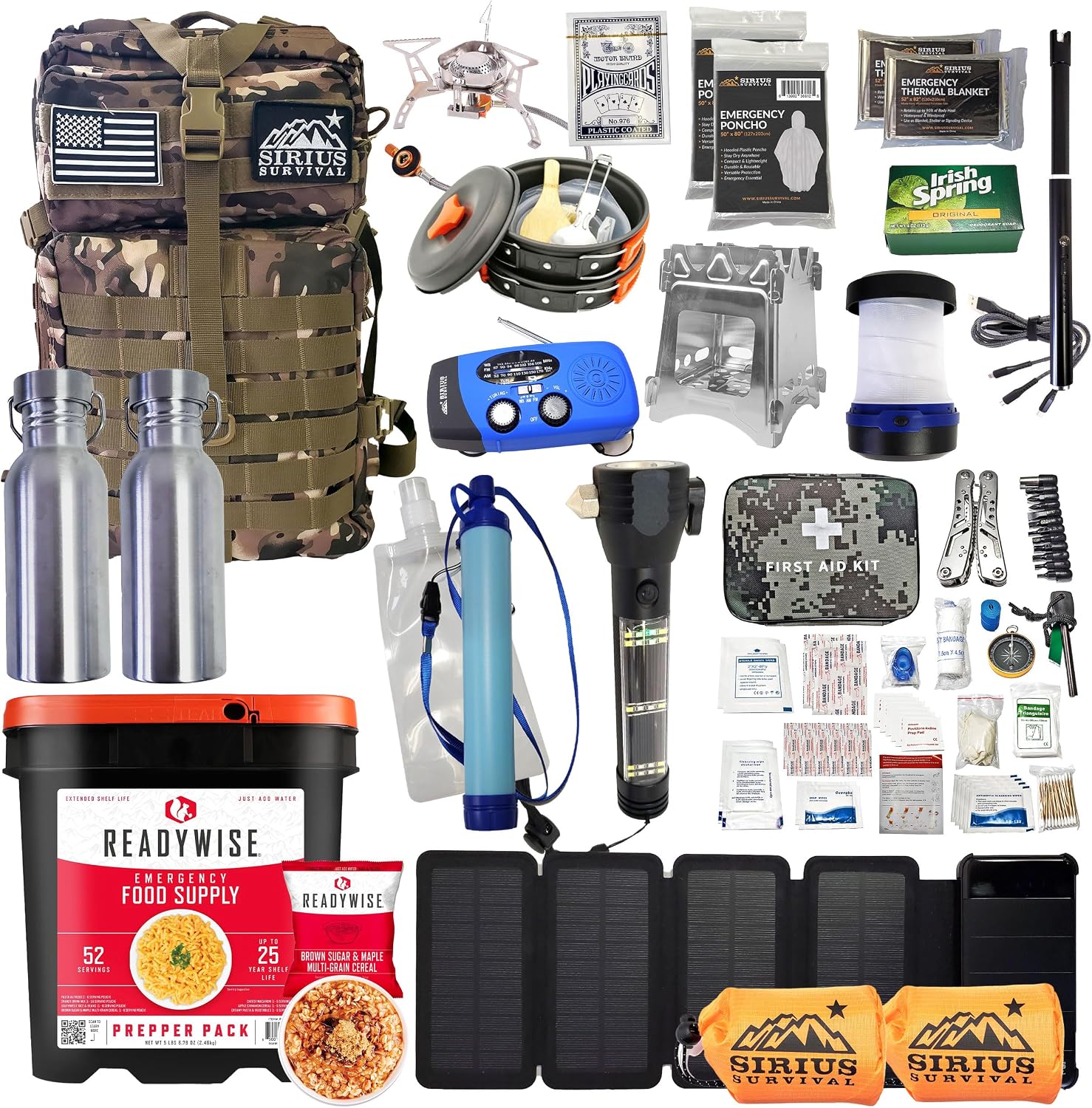 Family Comfort 72 Emergency Survival Kit/Backpack – 72 Hour for 2 People – Disaster Preparedness – Delicious ReadyWise Food, Gear, Lighting, First Aid, Tools & More - Sirius Survival