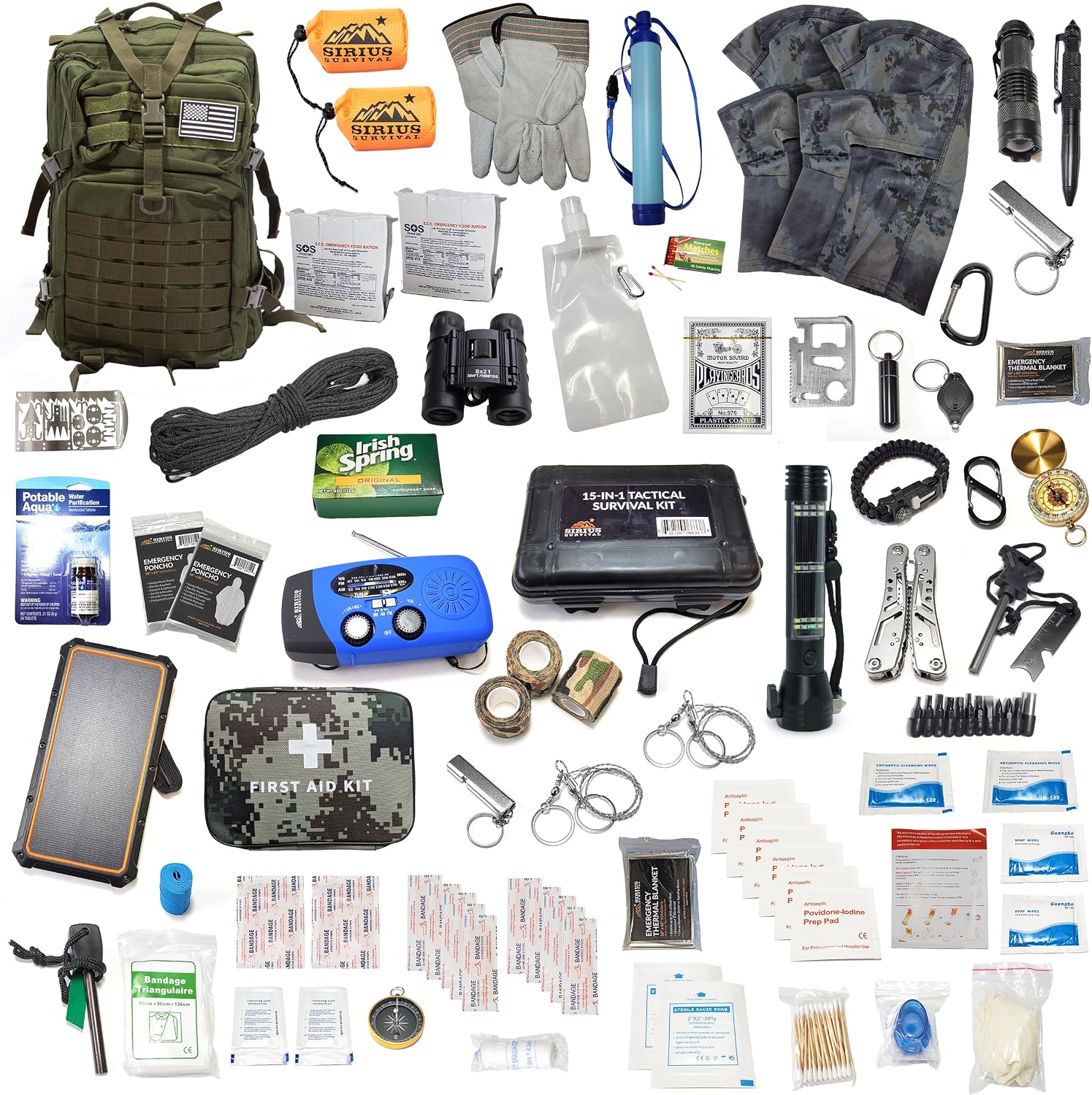 Sirius: Pre-Packed Bug Out Bag - 72 Hour Kit for 2 People - Bugout Backpack Survival Kit - Premium 50L Go Bag Tactical Backpack - Essential Bug Out Gear - Upgraded Survival Backpack