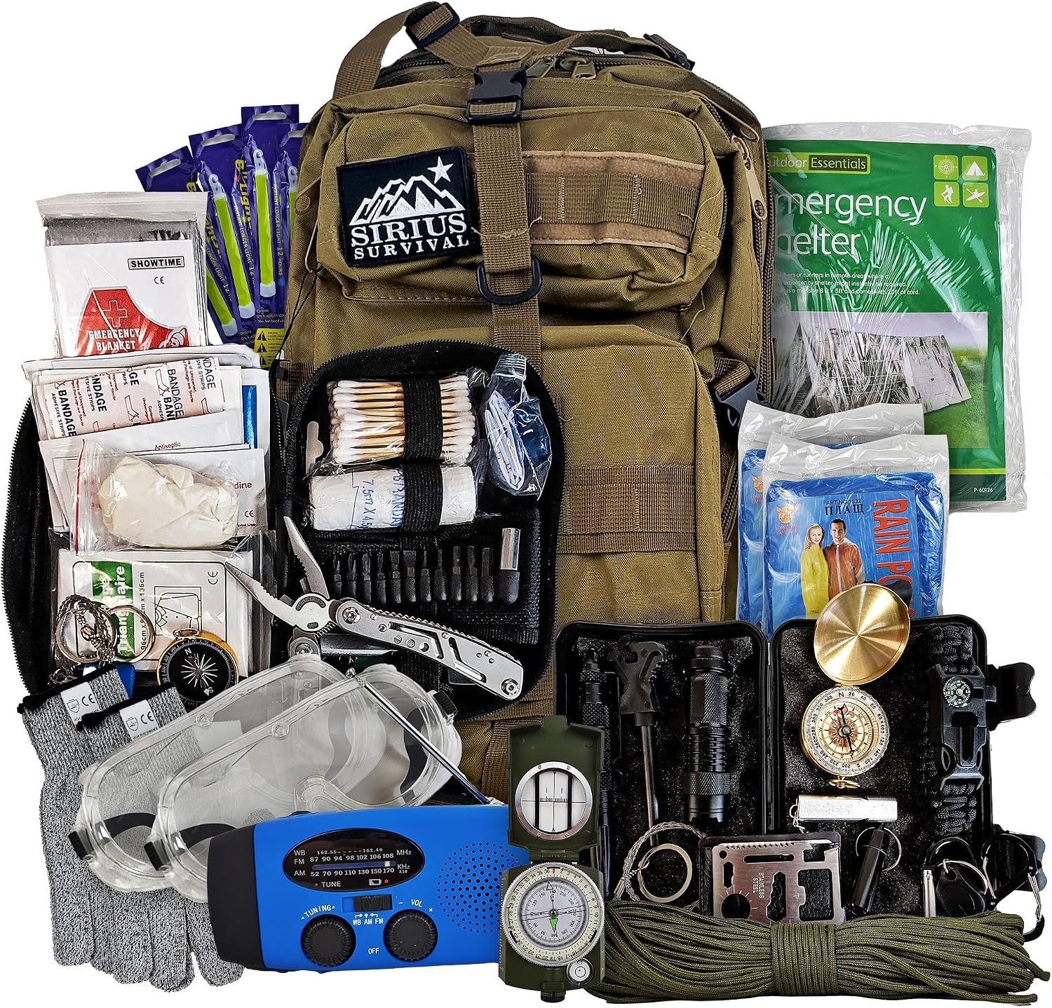 Bug Out Bag Backpack Bugout Kit Great for Family - Survival Backpack for Earthquakes, Hurricanes, Floods, Tornados, Fires & Other Disasters