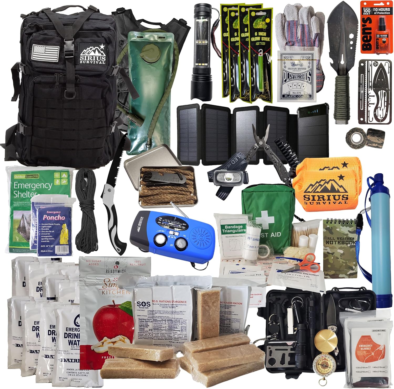Bug Out Bag - Premium Bugout Backpack Pre-Packed Survival Kit - Ultimate 72 Hour Backpack Survival Kit - Comprehensive Survival Items - Go Bag Emergency