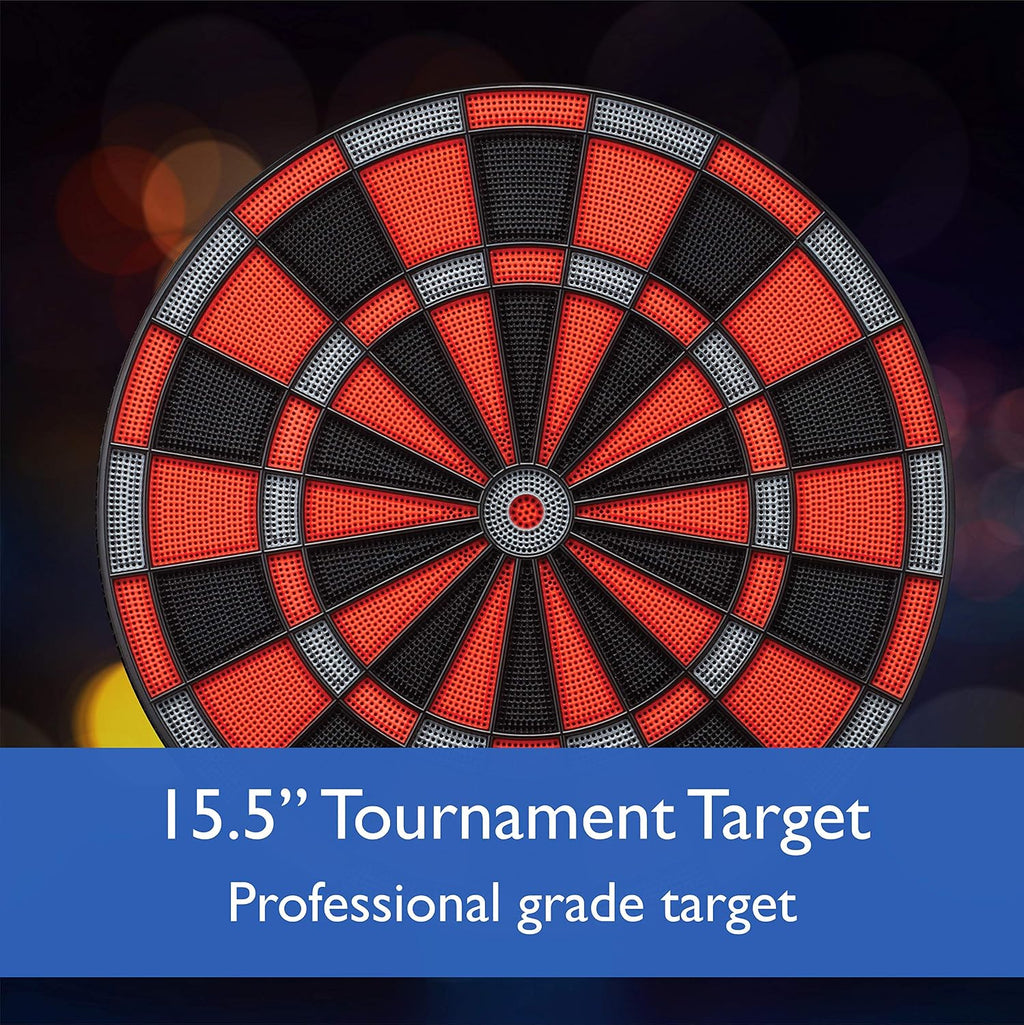 Viper Solar Blast Electronic Dartboard, 15.5 in Regulation Target, 43 Games, 16 Players, LED Scoreboard, 6 Darts Included, Black
