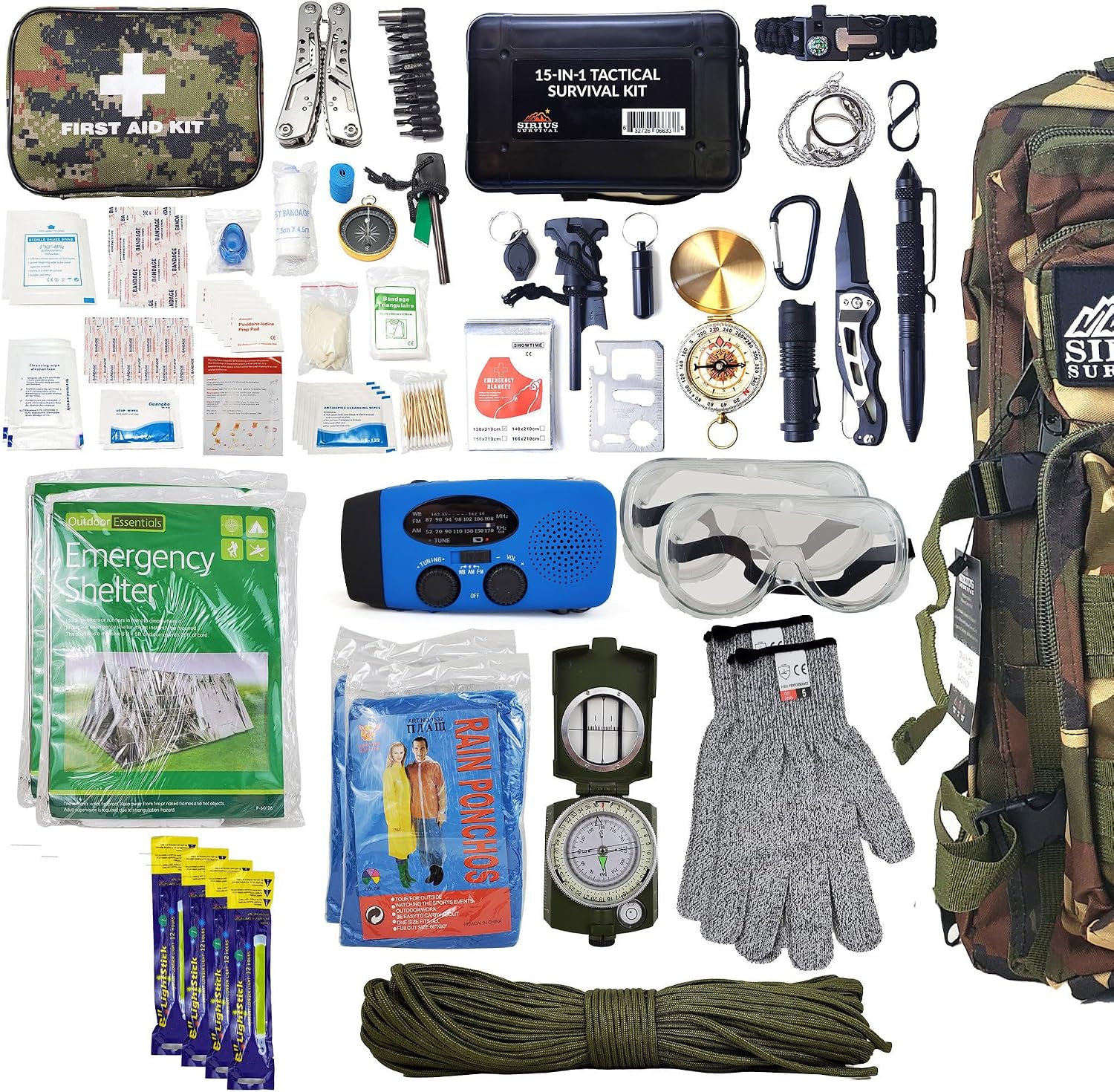 Bug Out Bag Backpack Bugout Kit Great for Family - Survival Backpack for Earthquakes, Hurricanes, Floods, Tornados, Fires & Other Disasters