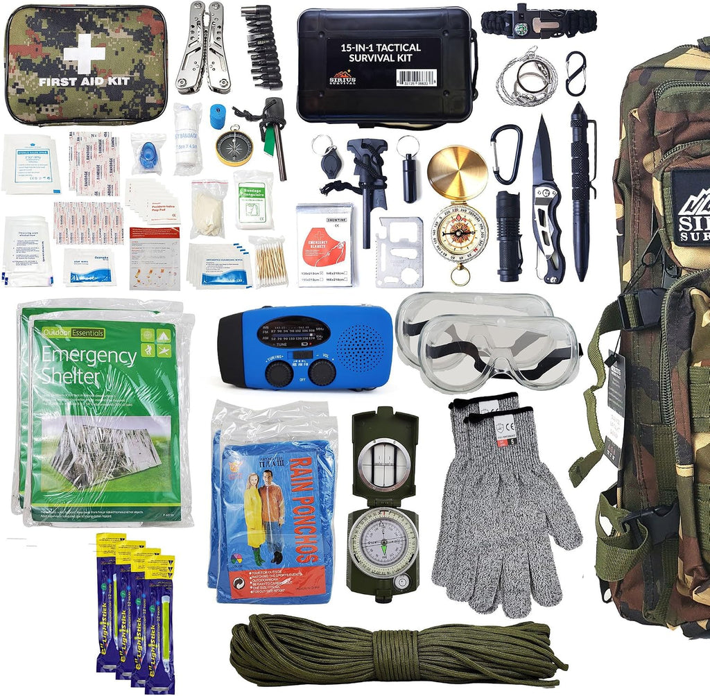 Bug Out Bag Backpack Bugout Kit Great for Family - Survival Backpack for Earthquakes, Hurricanes, Floods, Tornados, Fires & Other Disasters