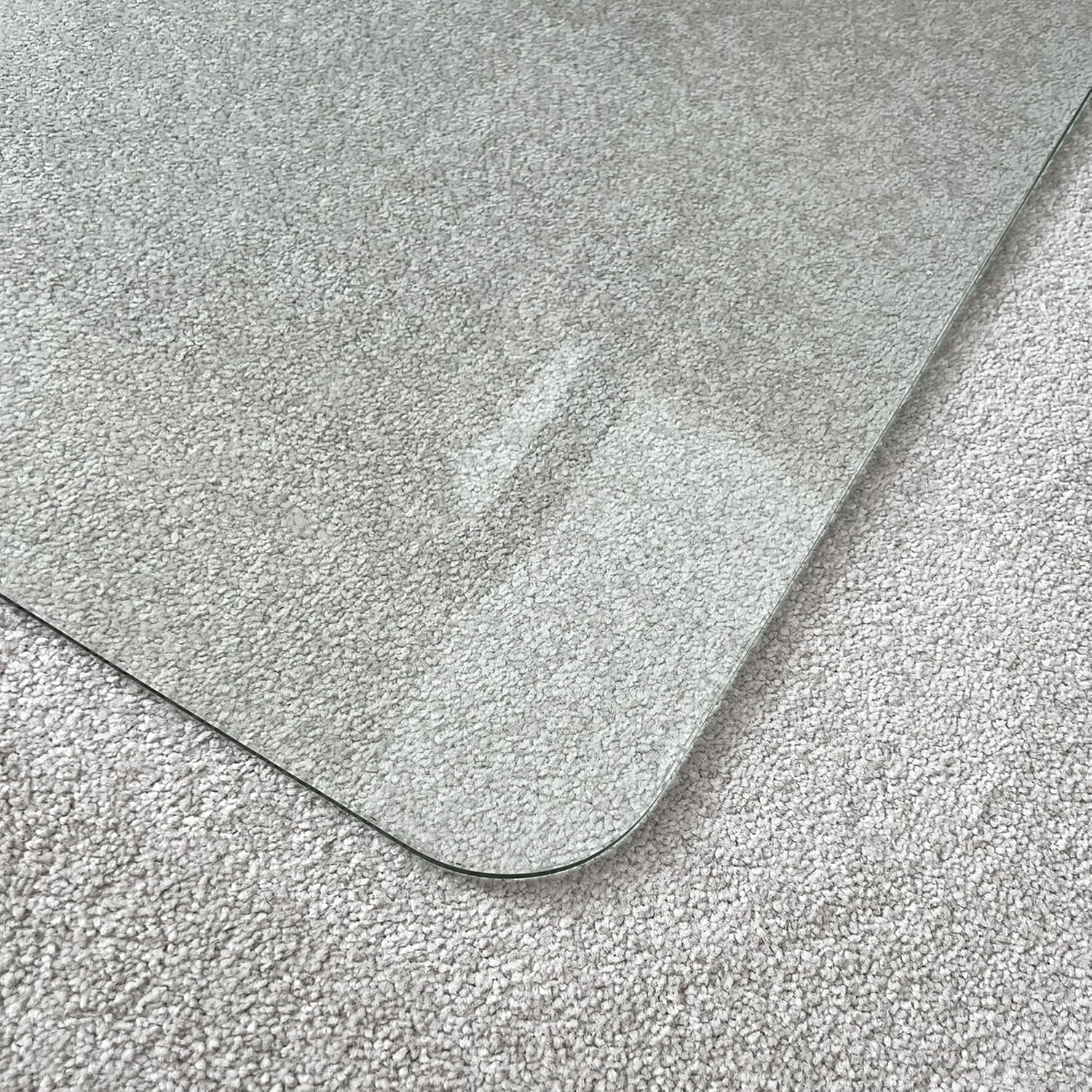 Marvelux Tempered Glass Office Chair Mat for Carpet & Hardwood Floors Clear Carpeted & Hard Floor Protector, Executive Thick Chair Mat for High & All Pile Carpets & Hard Wood with No Slip Pads 36'x40'
