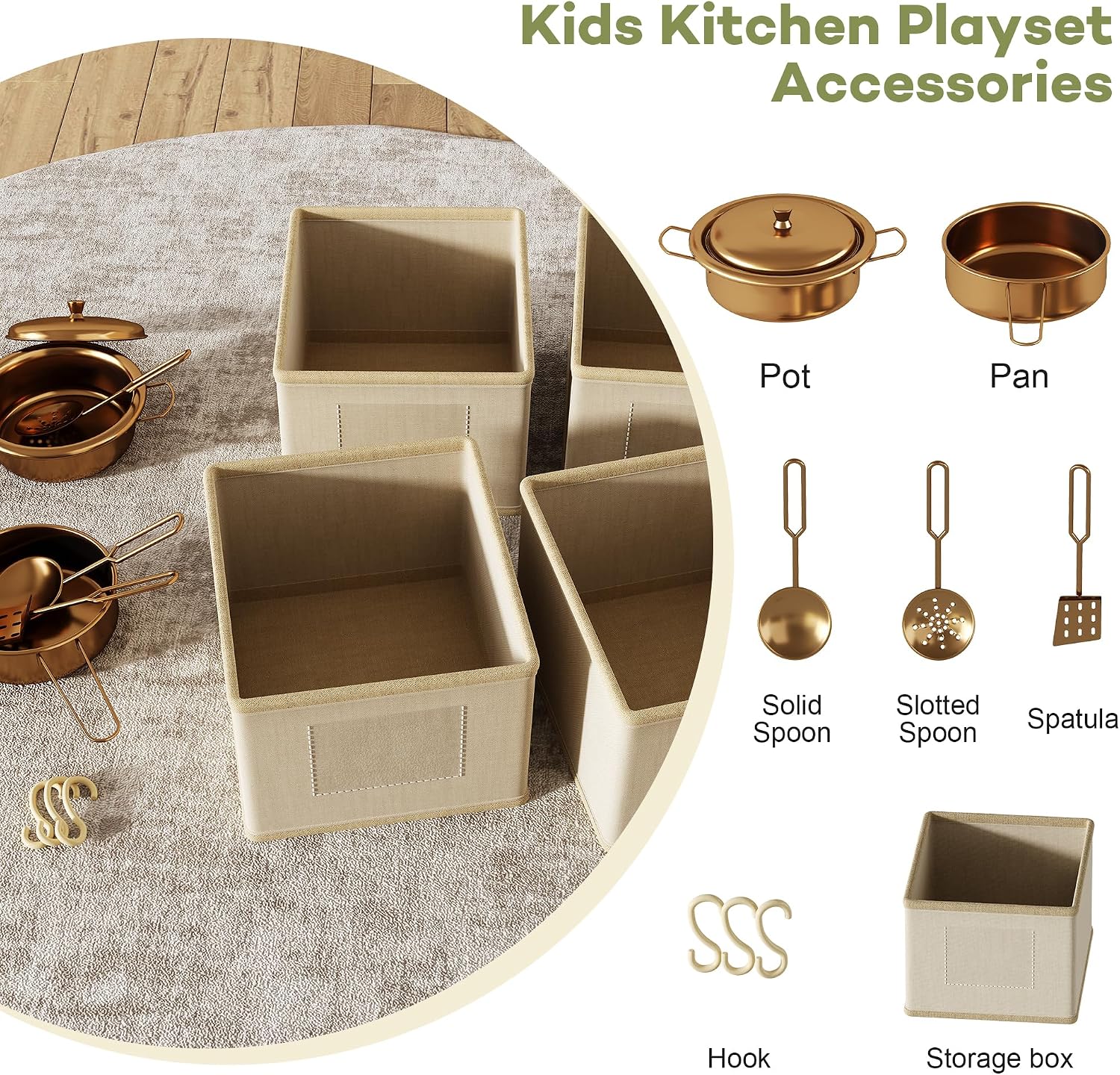 knoworld Play Kitchen for Kids, Wooden Toy Kitchen Set with Smart Storage & Accessories, Toddler Kitchen Playset with Stove & Oven, Pretend Play Set, Gift for Ages 3+, Green