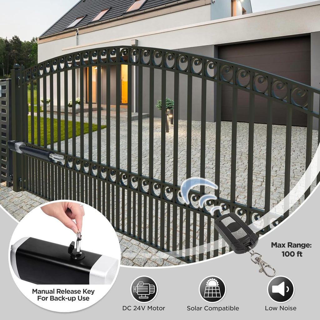 ALEKO Swing Gate Opener | Solar Power Automatic Driveway Gates Operator | Gate up to 10 Ft Long 450 Pounds | ETL Listed Opener | GG450 | (450 ETL Listed, Solar 60W Accessory Kit)