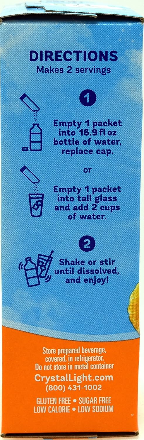 Crystal Light On-The-Go Drink Mix Packets with Caffeine, Zero Sugar Powdered Water Enhancer, Natural Flavor Low Calorie Energy Beverage Mix, Citrus, 0.09 Ounce Packets, 10 Count (Pack of 25)