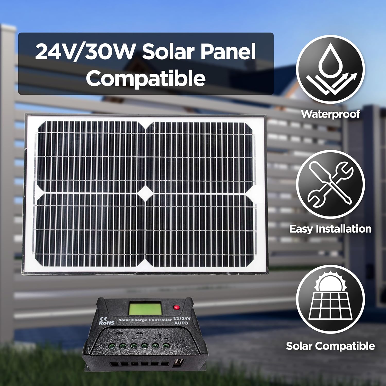 ALEKO Swing Gate Opener | Automatic Driveway AC/DC Operator for Gates | GG850 | (850, Solar 50W Accessory Kit)
