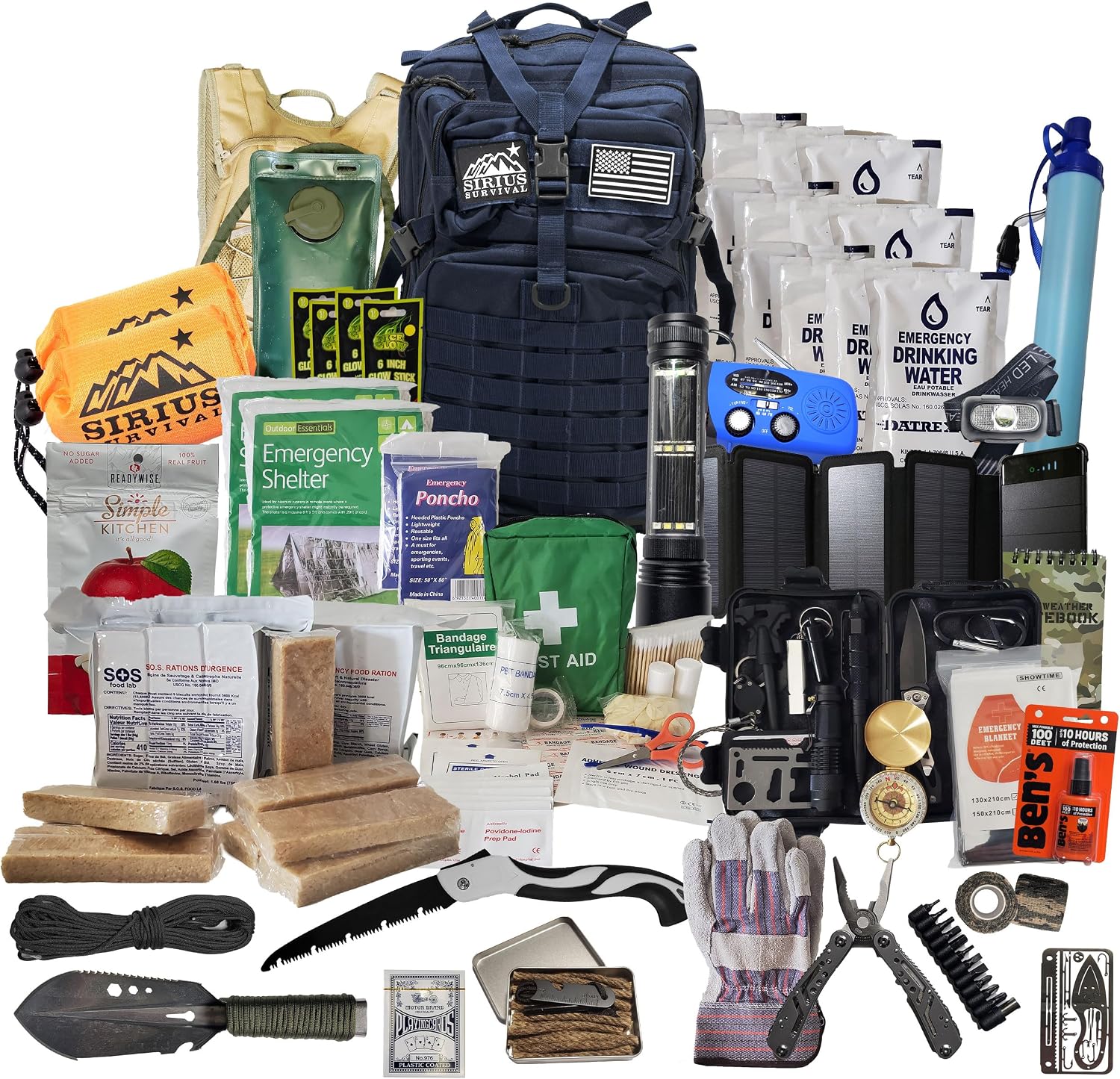 Bug Out Bag - Premium Bugout Backpack Pre-Packed Survival Kit - Ultimate 72 Hour Backpack Survival Kit - Comprehensive Survival Items - Go Bag Emergency