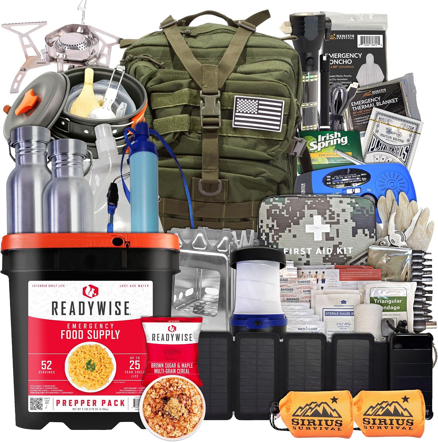 Family Comfort 72 Emergency Survival Kit/Backpack – 72 Hour for 2 People – Disaster Preparedness – Delicious ReadyWise Food, Gear, Lighting, First Aid, Tools & More - Sirius Survival