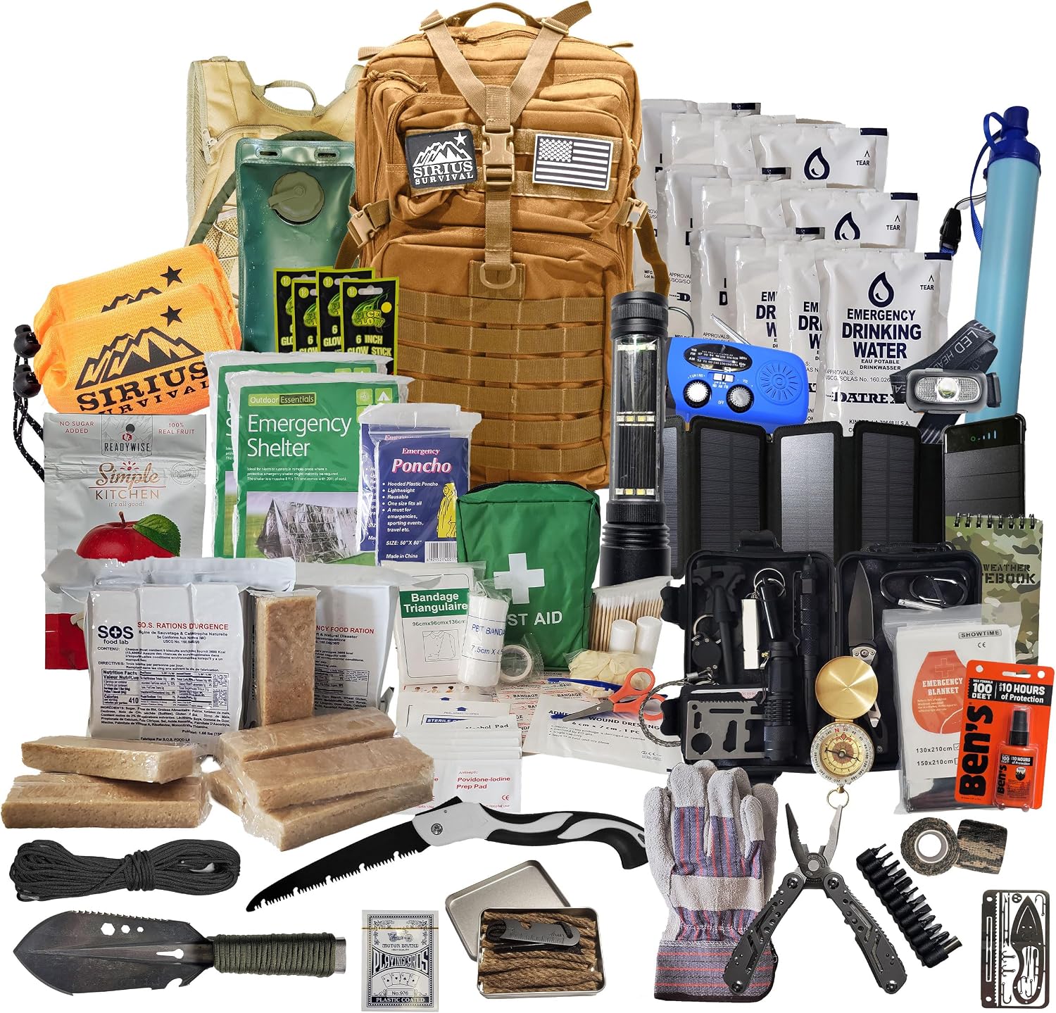 Bug Out Bag - Premium Bugout Backpack Pre-Packed Survival Kit - Ultimate 72 Hour Backpack Survival Kit - Comprehensive Survival Items - Go Bag Emergency