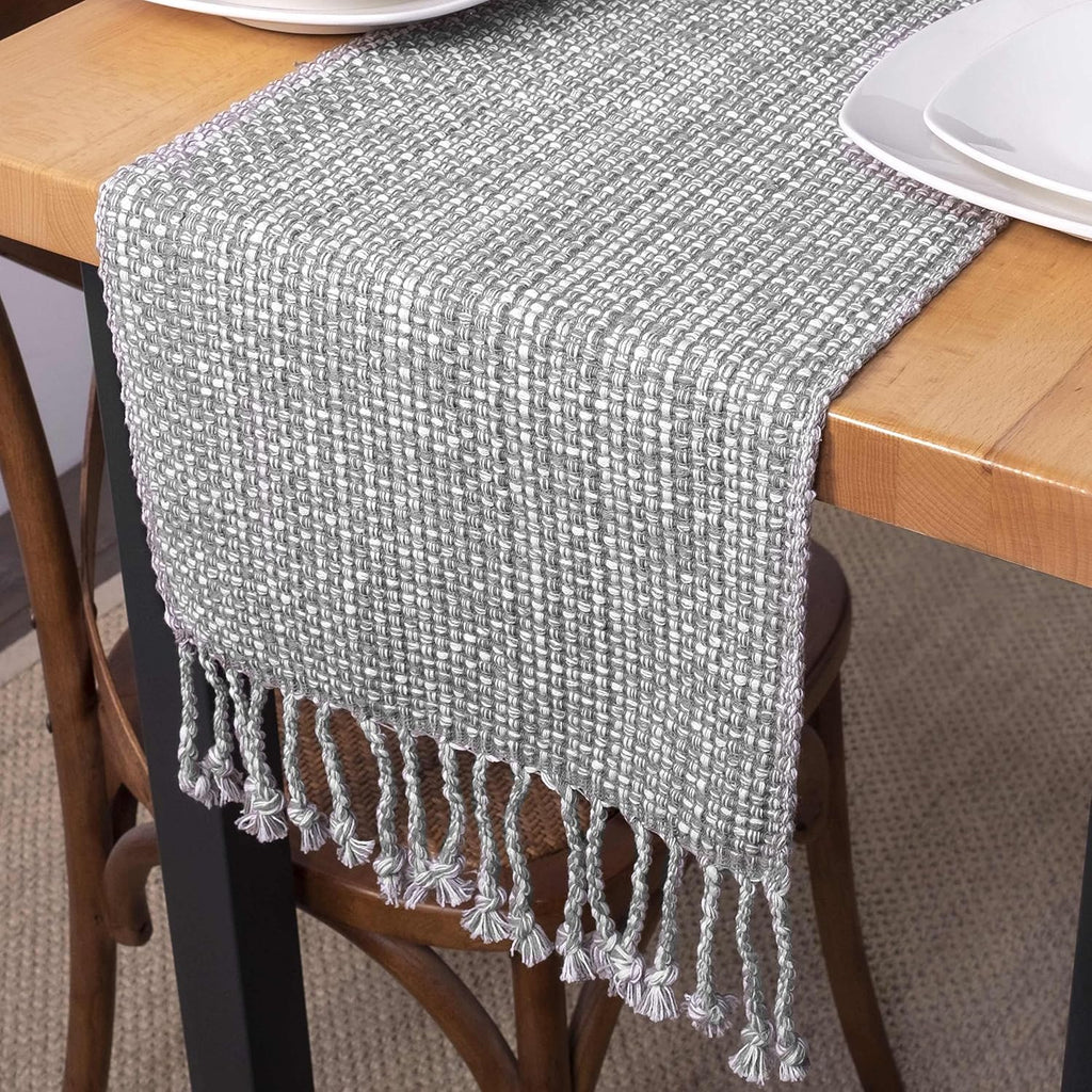 100% Cotton Table Runner for Dining Room Tables Rectangle Two Tone Woven Fabric 72' x 13' Soft Durable Table Runner, Gray (Pack of 12)