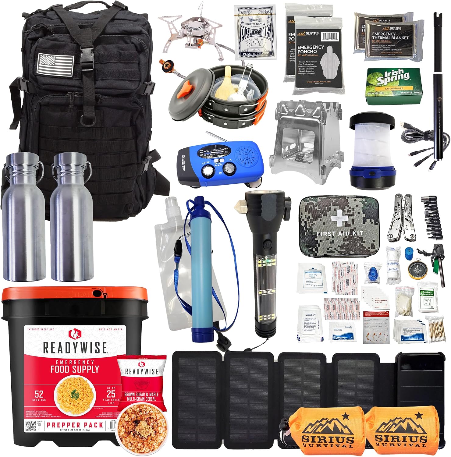 Family Comfort 72 Emergency Survival Kit/Backpack – 72 Hour for 2 People – Disaster Preparedness – Delicious ReadyWise Food, Gear, Lighting, First Aid, Tools & More - Sirius Survival