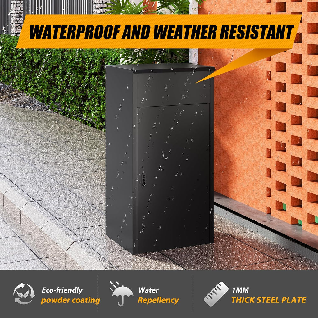Large Package Delivery Boxes for Outside, Anti-Theft Steel Parcel Box with Coded Lock, Waterproof Weather Resistant Package Mailbox, Package Delivery Box for Porch, Fence, Curbside (Large)