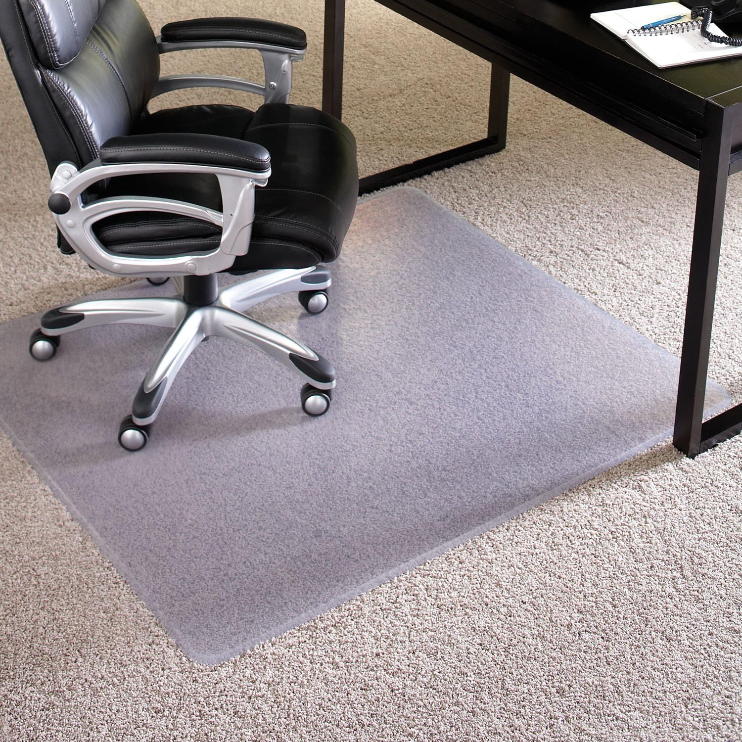 ES Robbins Extra High Pile Carpet Chair Mat, Square 60'x60', Beveled Edge