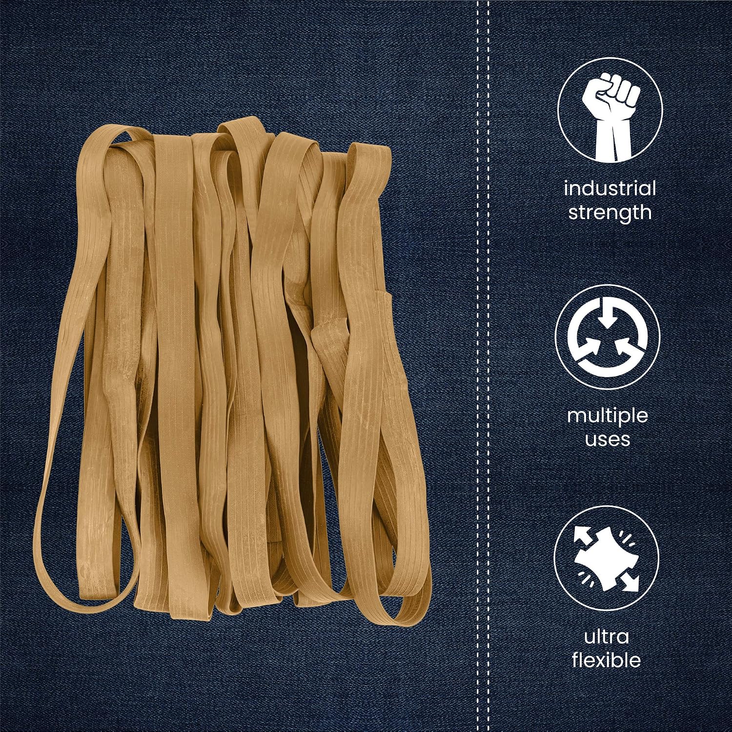 Miloo Bulk Pack Extra Large Moving Rubber Bands for Moving Blankets & Furniture - 25 Inch Beige Mover Bands - Case of 300