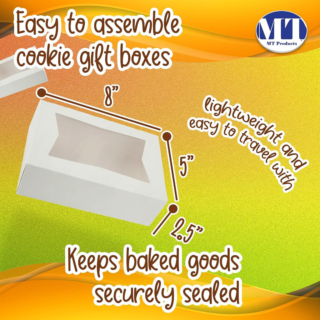 MT Products Cupcake Boxes - Size of 8' x 5.75' x 2.5' - (Case of 200) Auto Pop Up Dessert Box - White Bakery Boxes with Window for Muffins, Donuts, and Cookies - Made in the USA