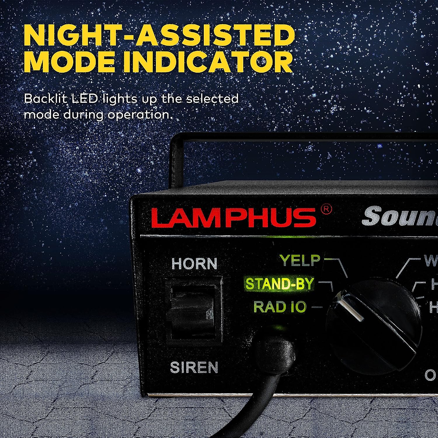 LAMPHUS SoundAlert 12V 100W Police Siren PA System Kit [Slim Speaker] [118-124dB] [Handheld Microphone] [Hands-Free] Warning Emergency Siren for Vehicles Tow Truck UTV ATV Van Car POV RV