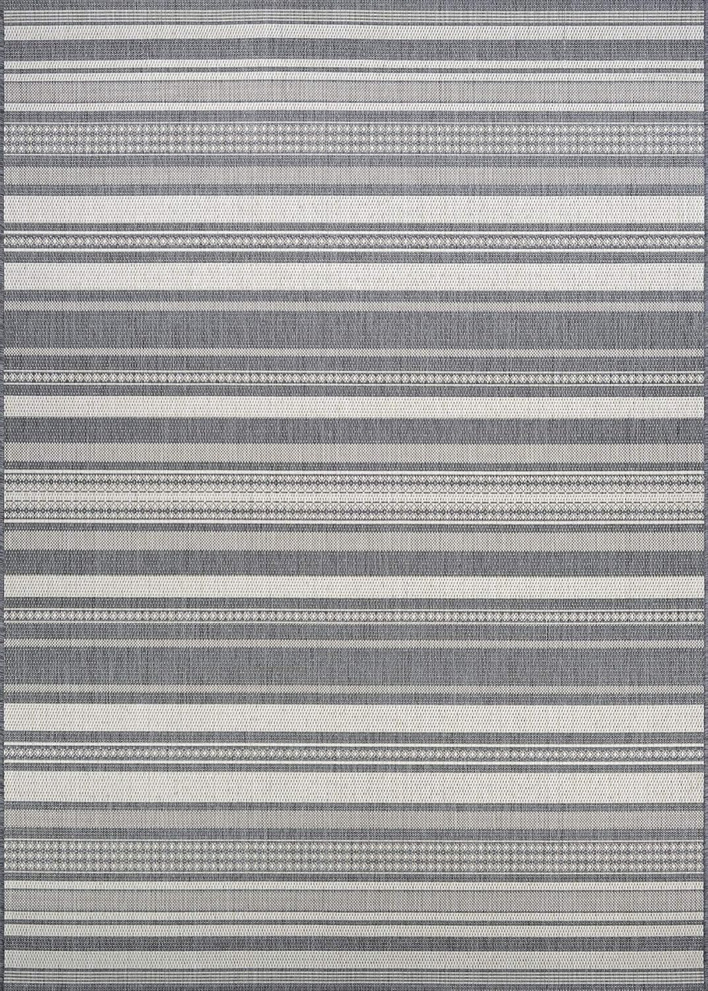Couristan Recife Indoor Outdoor Rug - Gazebo Stripe 5'3' x 7'6' Rectangle in Ivory and Silver, Low Pile, Hose Washable, Pet- Kid Friendly Home Decor for Living Room, Patio Furniture Set, Kitchen