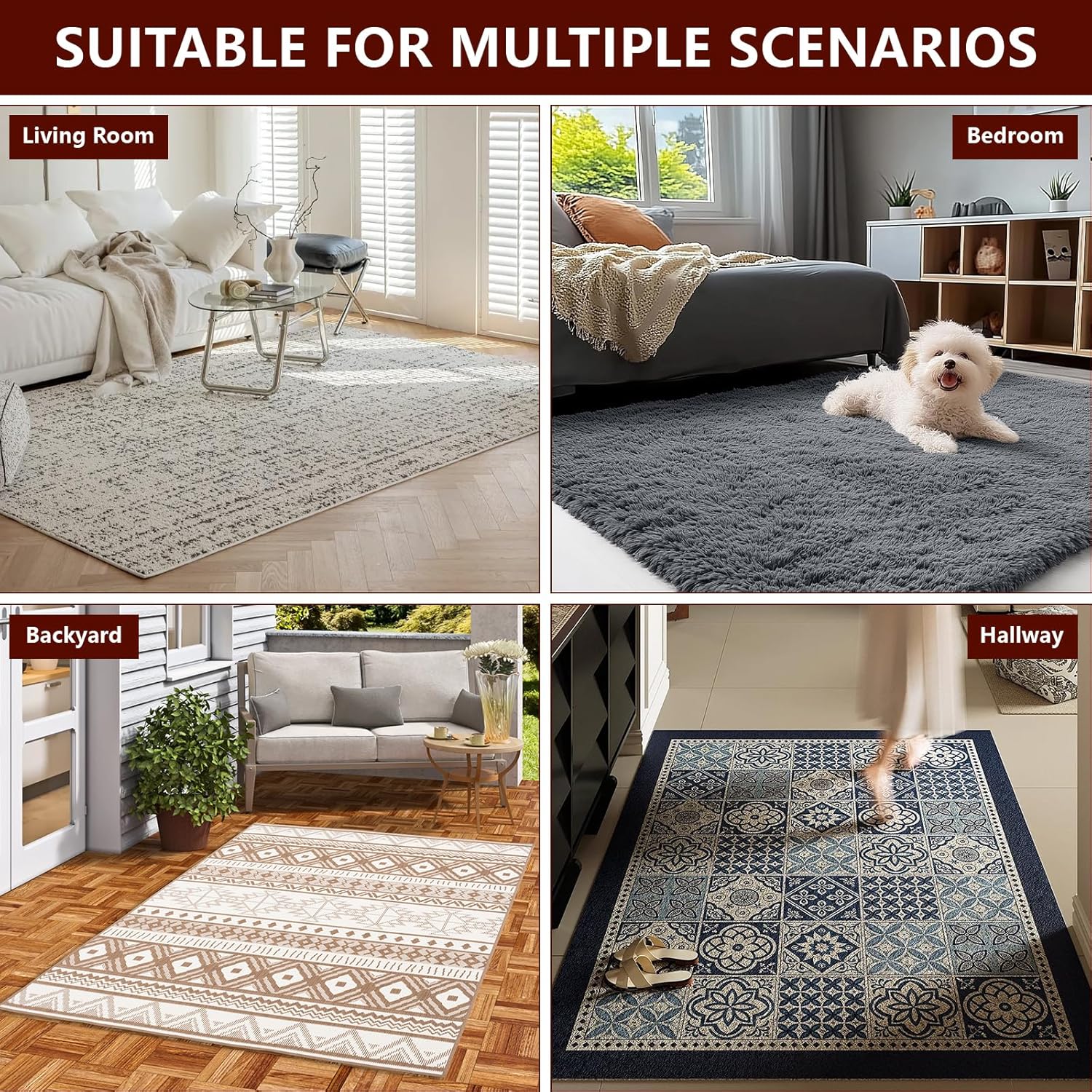 Non Slip Rug Pad Gripper, 10 x 14 Ft Extra Thick Foam Under Area Rug Carpet Pads for Any Hard Surface Floors, Keep Your Carpets Safe and in Place, Prevent Rug from Wrinkling or Buckling