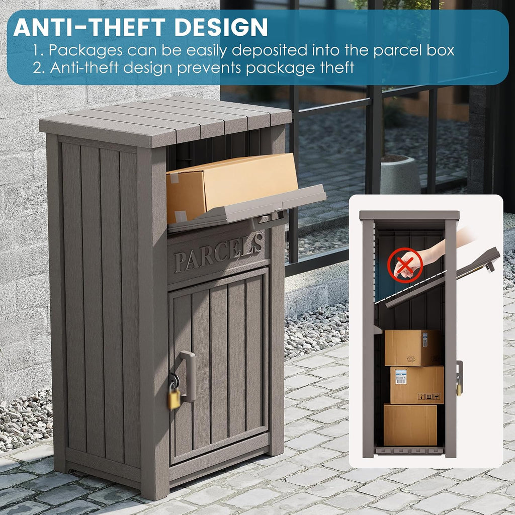 Package Delivery Box for Outside, Large Lockable & Weatherproof Anti-Theft Large Parcel Drop Box for Porch, Curbside, House Storage, Charcoal Gray(60 Gallon)
