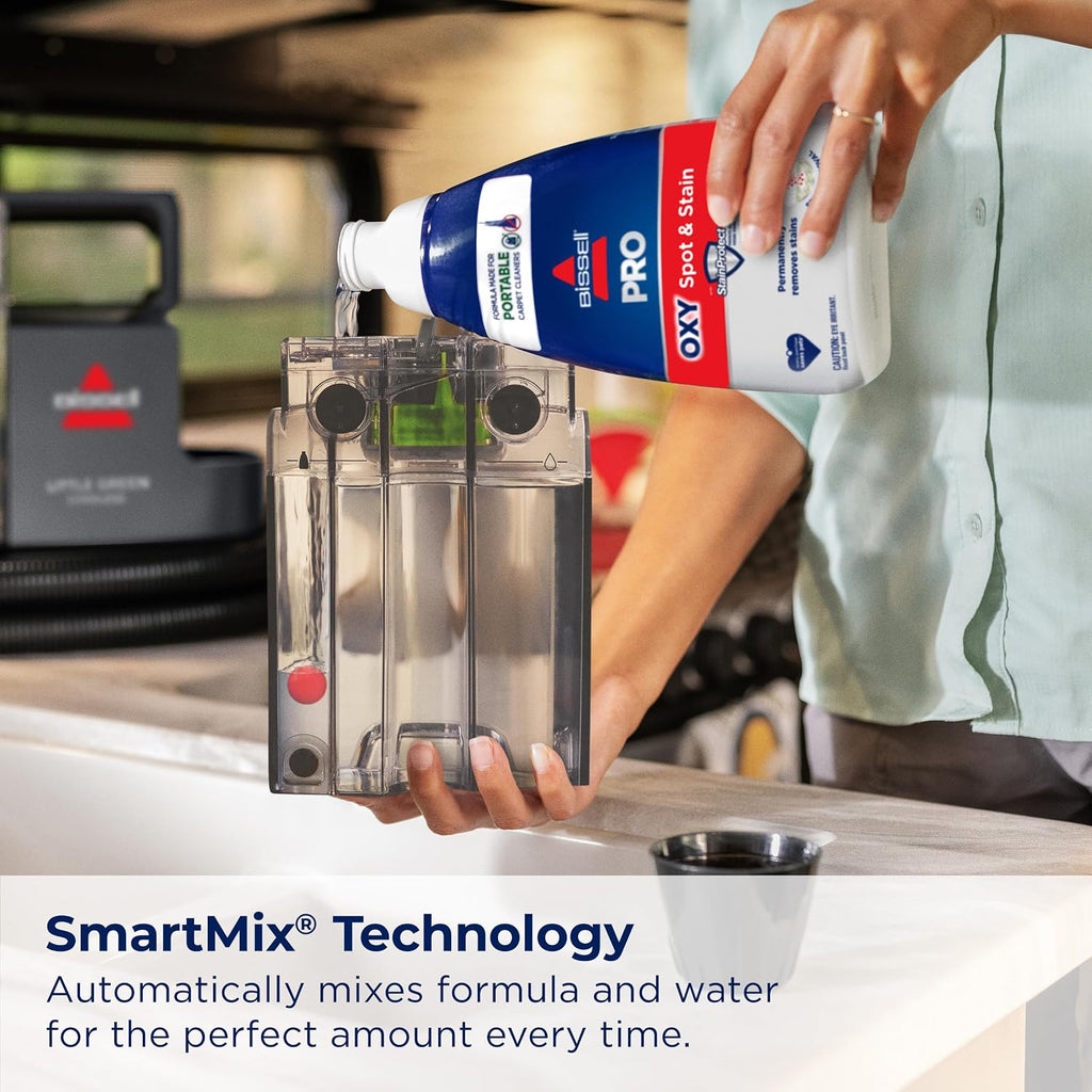 BISSELL Little Green Cordless SmartMix, Powerful Cordless Suction, HydroRinse Self-Cleaning Hose Tool, Pro Oxy Spot & Stain Formula Included