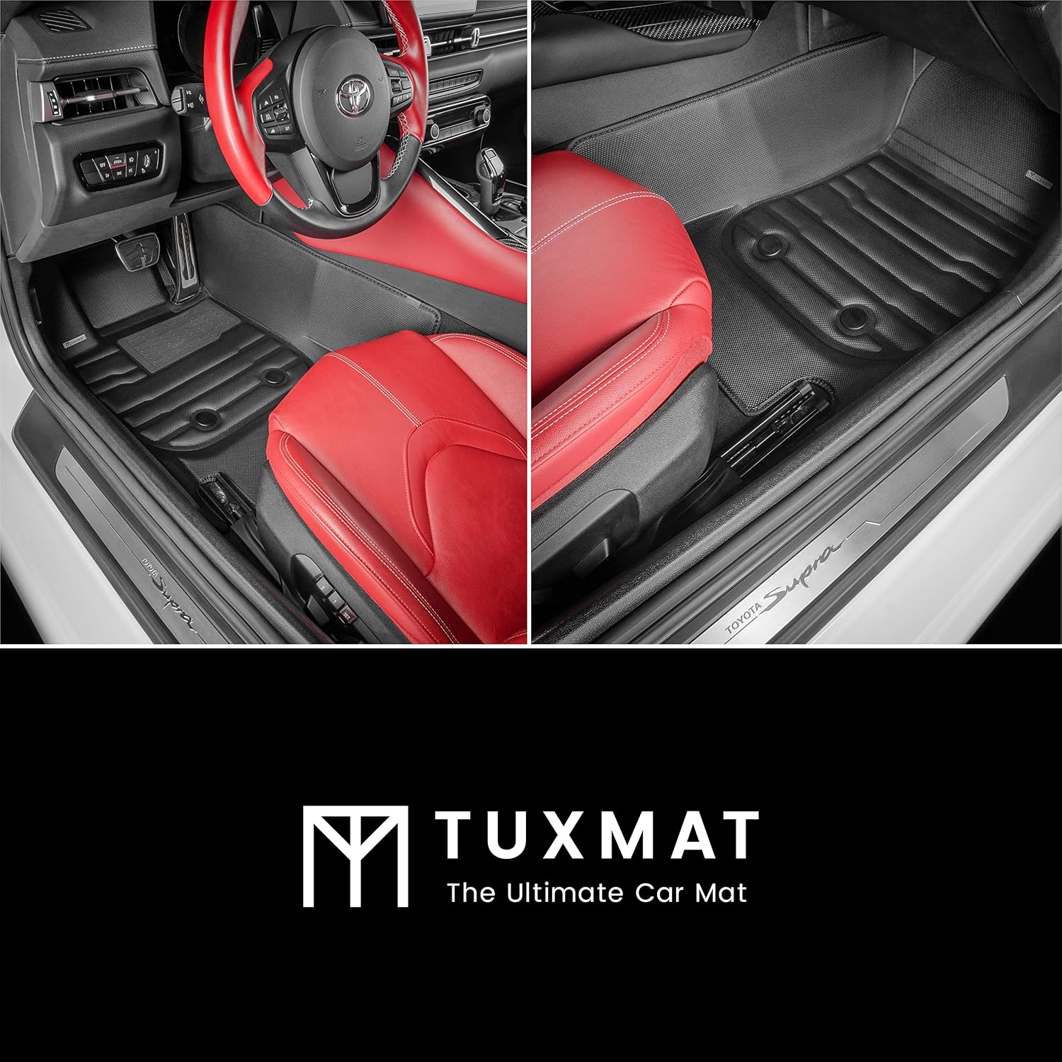 TuxMat - for the Toyota Supra 2020-2026 Models - Custom Car Mats - Maximum Coverage, All Weather, Laser Measured - This Full Set Includes 1st Row