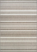 Couristan Recife Indoor Outdoor Rug - Gazebo Stripe 5'10' x 9'2' Rectangle in Champagne and Taupe, Low Pile, Hose Washable, Pet- Kid Friendly Home Decor for Living Room, Patio Furniture Set, Kitchen