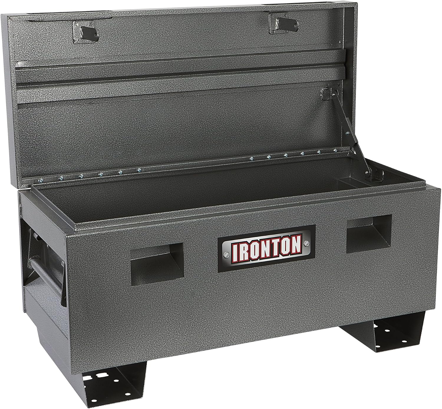 Ironton 36in. Jobsite Box – Heavy-Duty Steel Construction with Lockable Lid, 16-Gauge Powder-Coated Tool Storage Chest for Jobsite Equipment, Gray