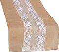 MDS Pack of 20 Wedding 12 x 108 inch Burlap Lace Hessian Table Runner Rustic Natural Jute Country Vintage for Wedding Banquet Decoration – Natural Lace Jute Burlap