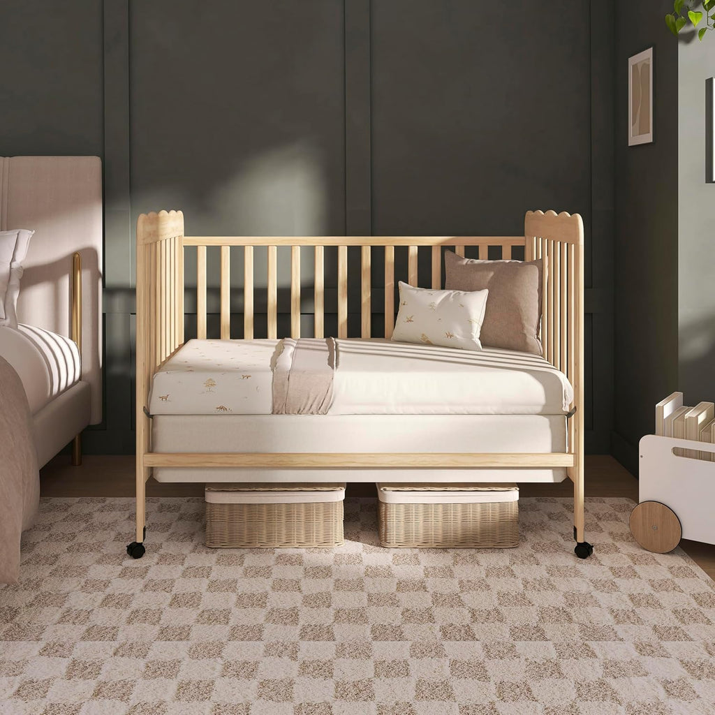 Dream On Me Carson Classic 3-in-1 Convertible Full-Size Baby Crib in Natural, GreenGuard Gold & BSA, 4 Mattress Heights, Converts to Day & Toddler Bed, Locking Wheels, Classic Nursery Design