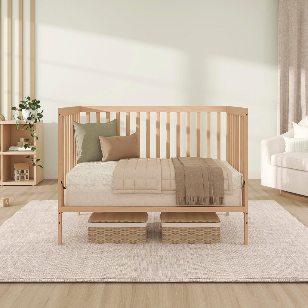 Dream On Me Carson Classic 3-in-1 Convertible Full-Size Baby Crib in Barnwood Natural, GreenGuard Gold & BSA, 4 Mattress Heights, Converts to Day & Toddler Bed, Locking Wheels, Classic Nursery Design