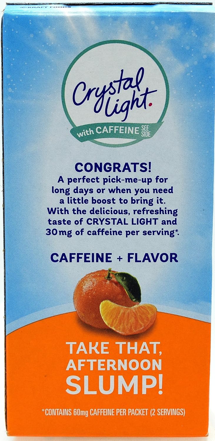 Crystal Light On-The-Go Drink Mix Packets with Caffeine, Zero Sugar Powdered Water Enhancer, Natural Flavor Low Calorie Energy Beverage Mix, Citrus, 0.09 Ounce Packets, 10 Count (Pack of 26)