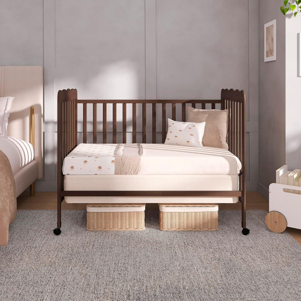 Dream On Me Carson Classic 3-in-1 Convertible Full-Size Baby Crib in Smokey Oak, GreenGuard Gold & BSA, 4 Mattress Heights, Converts to Day & Toddler Bed, Locking Wheels, Classic Nursery Design