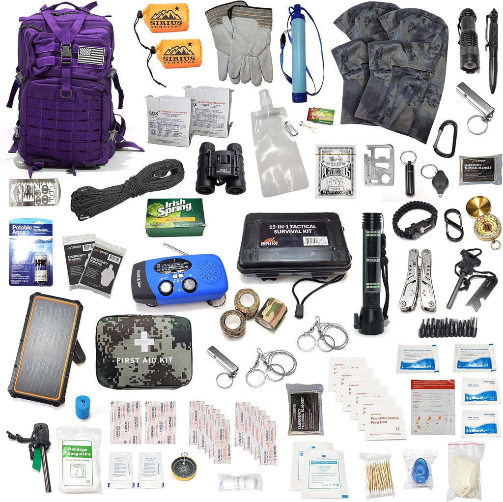 Sirius: Pre-Packed Bug Out Bag - 72 Hour Kit for 2 People - Bugout Backpack Survival Kit - Premium 50L Go Bag Tactical Backpack - Essential Bug Out Gear - Upgraded Survival Backpack