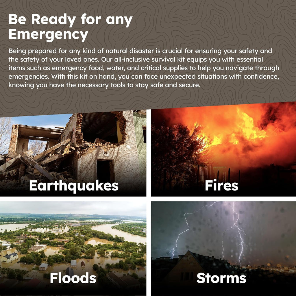 Bug Out Bag Backpack Bugout Kit Great for Family - Survival Backpack for Earthquakes, Hurricanes, Floods, Tornados, Fires & Other Disasters