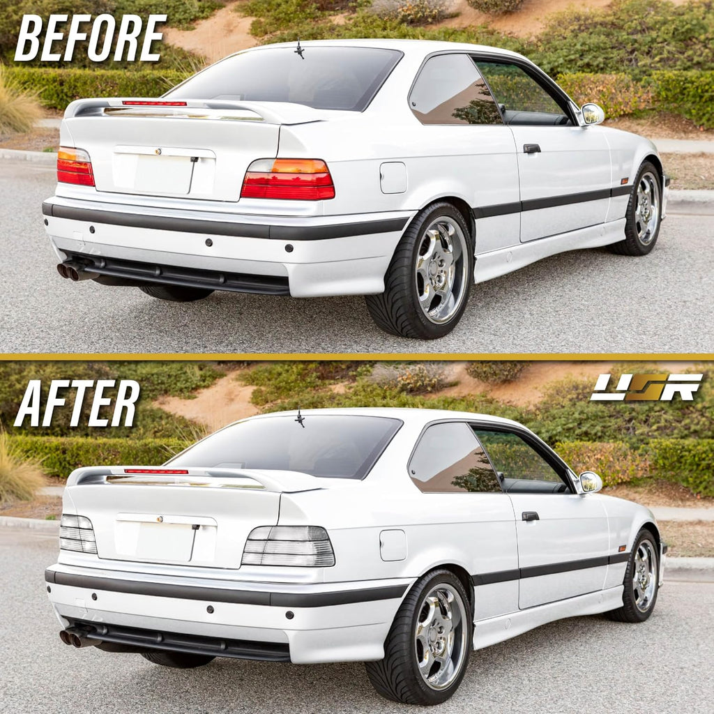 USR 92-99 E36 Coupe Tail Light – Rear Tail Lamps Set (Left + Right) Compatible with 1992-1999 BMW E36 3 Series 2 Door Coupe & Convertible 318/325/328/M3 (OE FROSTED ALL CLEAR LENS with BULBS)