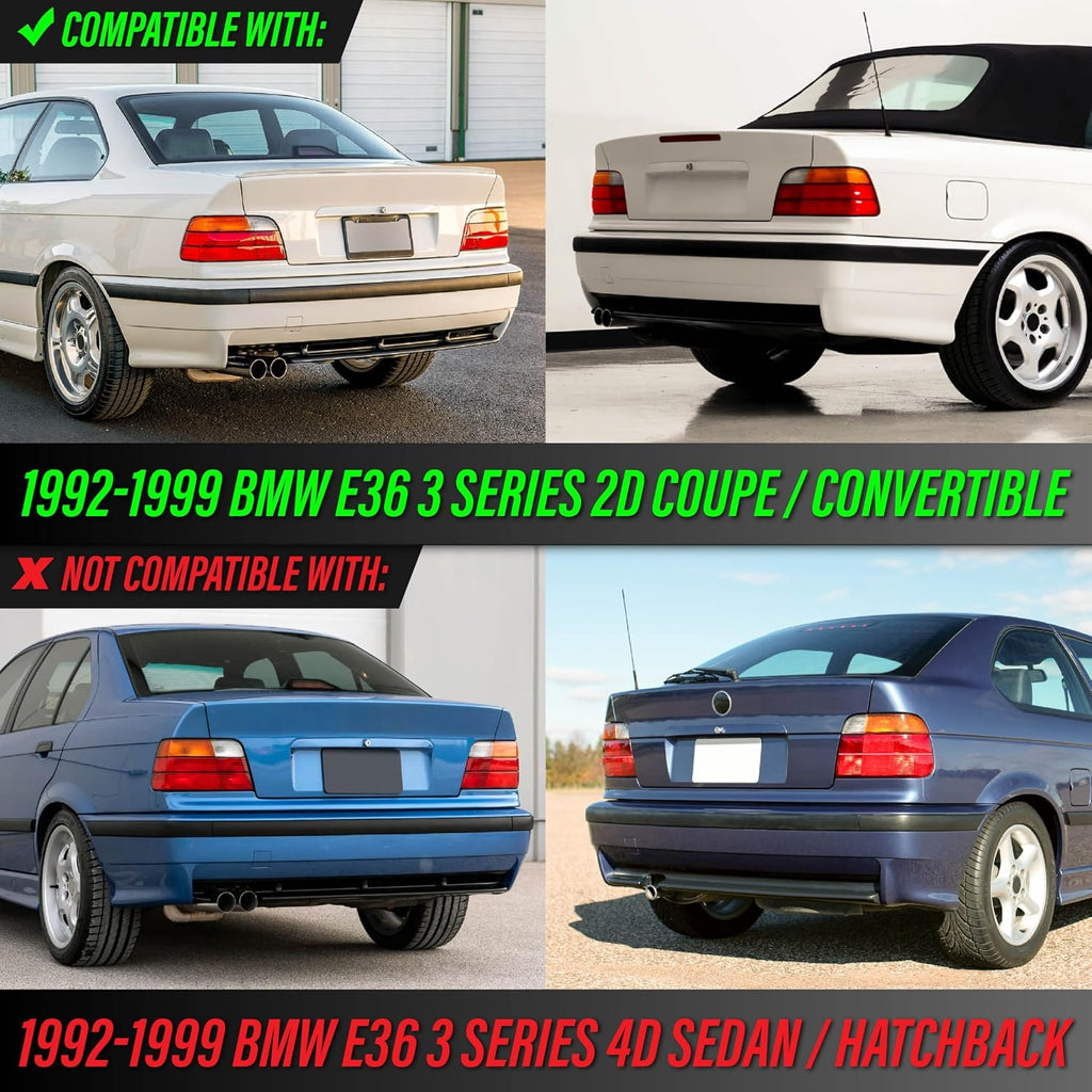 USR 92-99 E36 Coupe Tail Light – Rear Tail Lamps Set (Left + Right) Compatible with 1992-1999 BMW E36 3 Series 2 Door Coupe & Convertible 318/325/328/M3 (OE FROSTED ALL CLEAR LENS with BULBS)