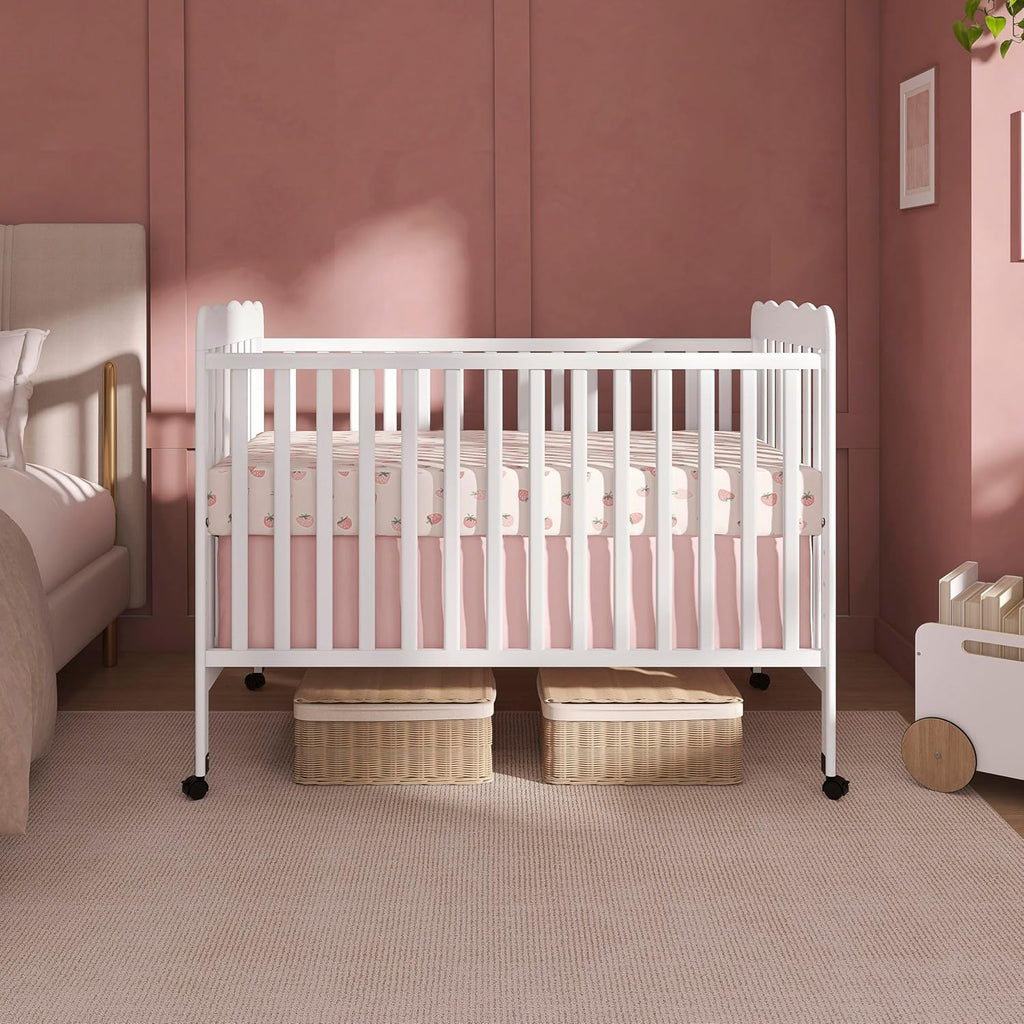 Dream On Me Carson Classic 3-in-1 Convertible Full-Size Baby Crib in White, GreenGuard Gold & BSA, 4 Mattress Heights, Converts to Day & Toddler Bed, Locking Wheels, Classic Nursery Design