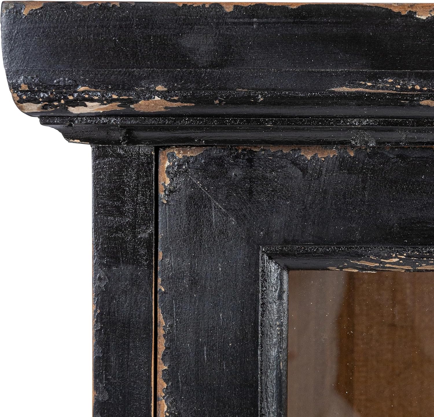 Creative Co-Op Wood and Glass Display Cabinet with 3 Shelves and 2 Doors, Natural and Black
