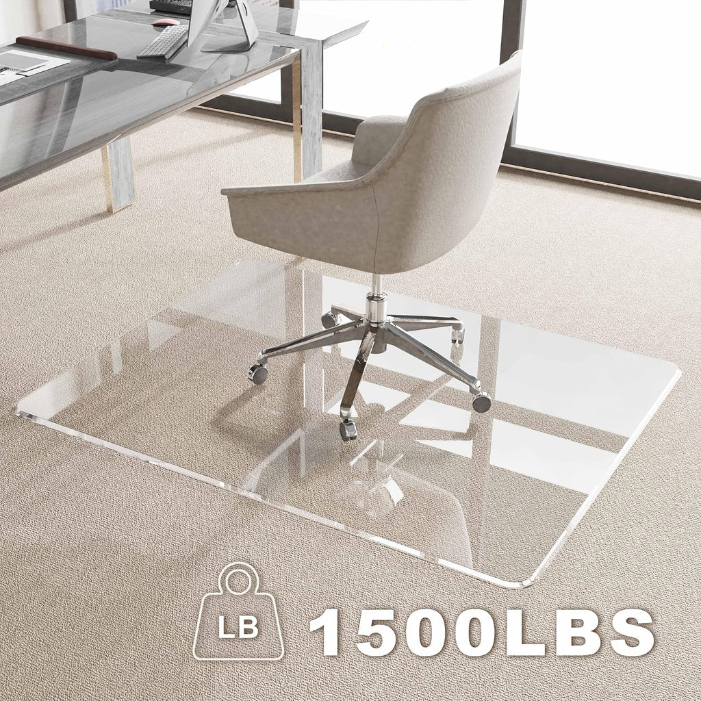 Beveled Edge Office Chair Mat for Carpet or Hardwood Floor Crystal Clear 36' x 48' for a Smooth Glide and Easy Roll On/Off, Heavy Duty and Non-Slip Floor Ultimate Clear Chair Mat