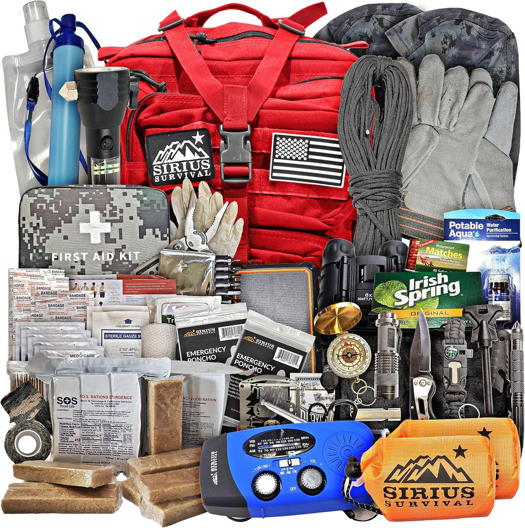 Sirius: Pre-Packed Bug Out Bag - 72 Hour Kit for 2 People - Bugout Backpack Survival Kit - Premium 50L Go Bag Tactical Backpack - Essential Bug Out Gear - Upgraded Survival Backpack