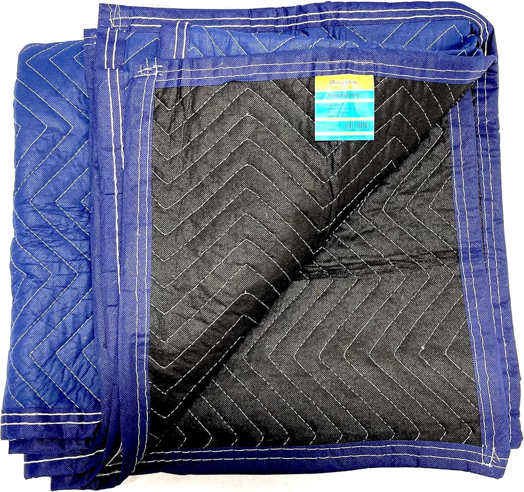 Generic 12 Premium Economy Moving Blankets - 80'' Long x 72 Wide - 35lb/Dozen - Front Blue and Back Black (12pack), MB-BLU7280-6PK-0103
