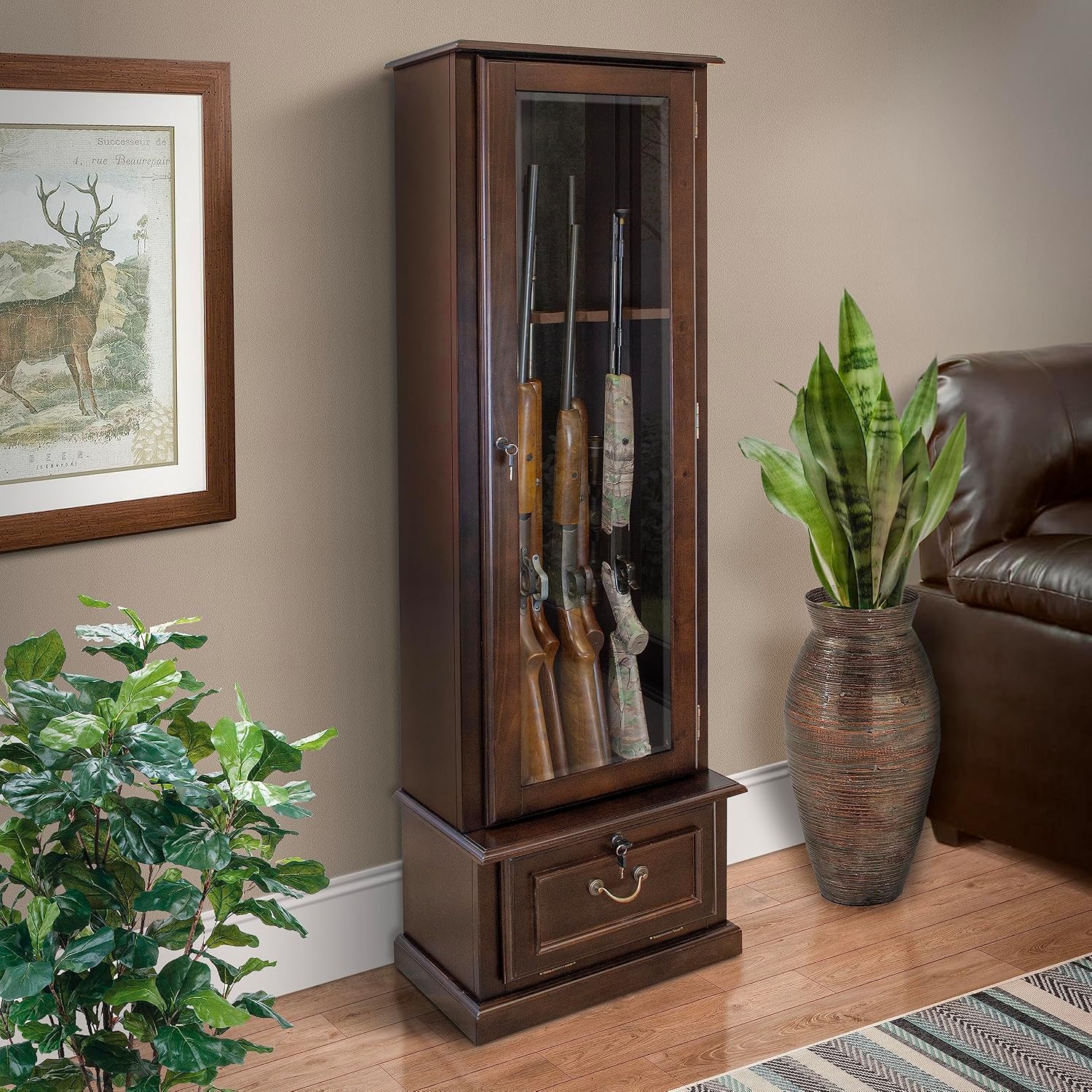American Furniture Classics Model 650 8 Gun Cabinet with Locking Glass Door