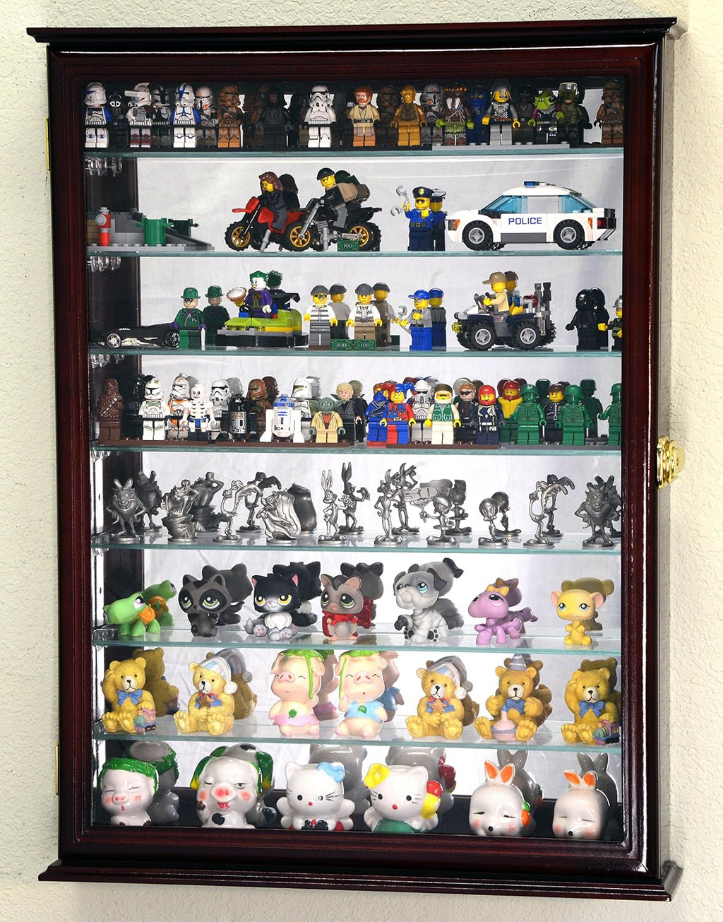 sfDisplay.com,LLC. Large Lego Men Minifigures/Star Wars/Disney/Minature Figurines Display Case Cabinet w/Adjustable Shelves