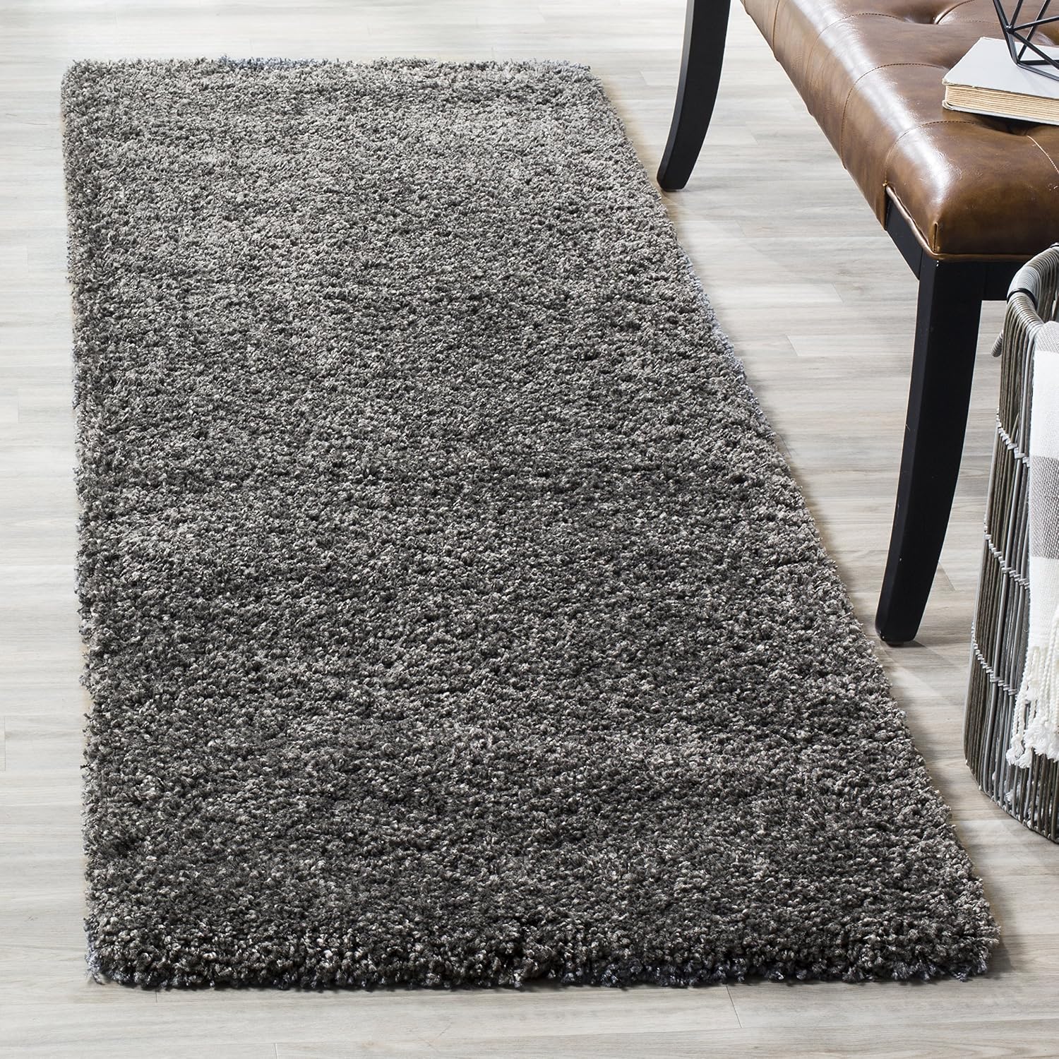 SAFAVIEH California Shag Collection Runner Rug - 2'3' x 19', Dark Grey, Non-Shedding & Easy to Clean, Ultra Plush Thick Pile, Ideal for Hallway, Foyer, Entryway, Bedroom (SG151-8484)