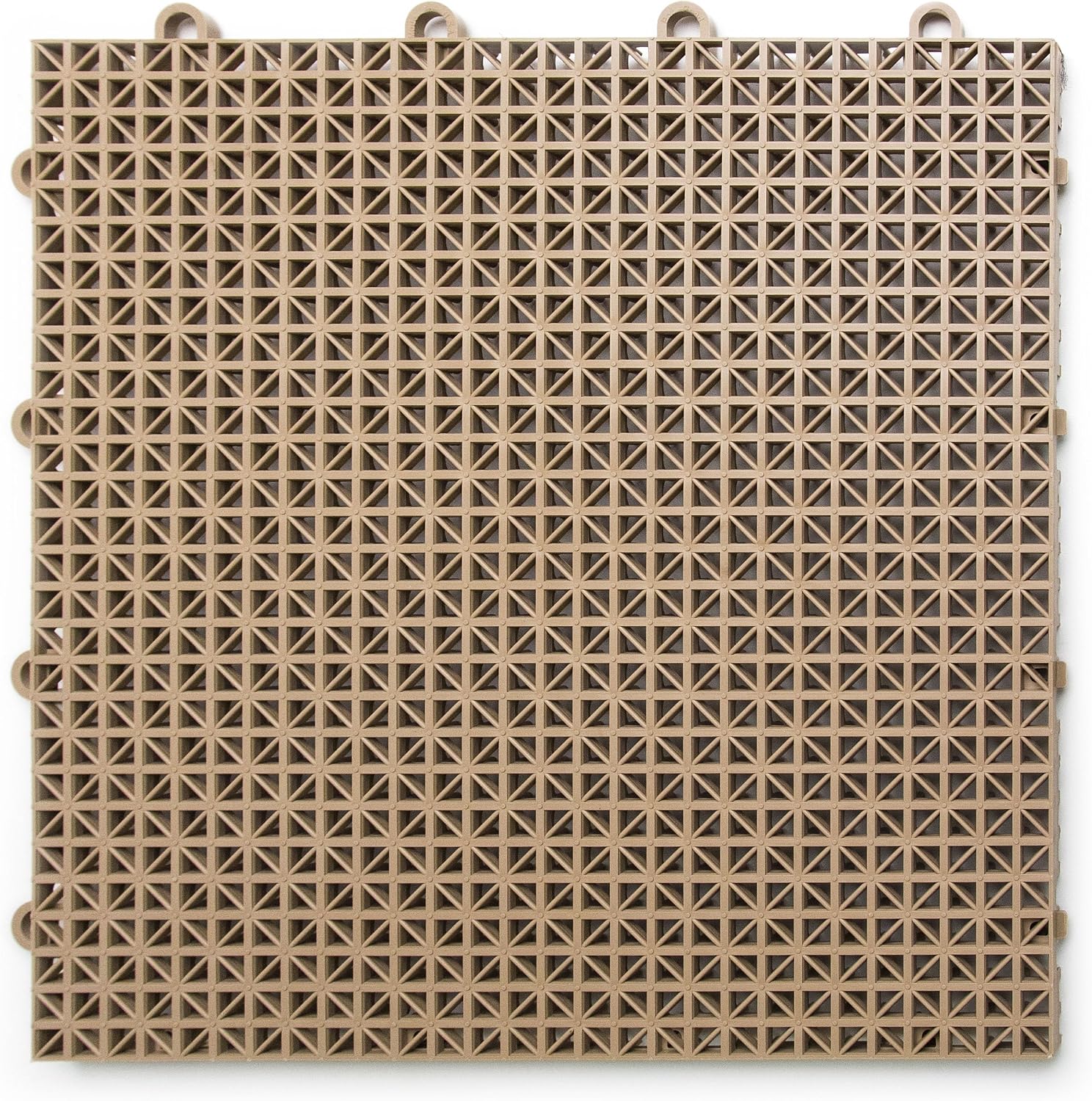 Big Floors DuraGrid Deck Tiles, Interlocking Outdoor Tiles for Patio, Self-Draining, UV-Resistant, Water-Resistant Modular Flooring, Easy Install, 24 Pack, Beige