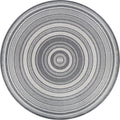 Couristan Recife Indoor Outdoor Rug - Gazebo Stripe 7'6' Round in Champagne and Grey, Low Pile, Hose Washable, Pet- Kid Friendly Home Decor for Living Room, Patio Furniture Set, Kitchen